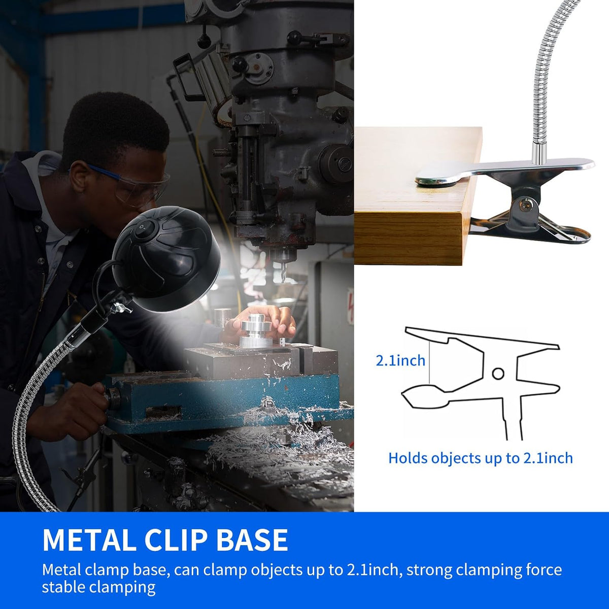 Clamp Light, LED Work Light with Flexible & Strong Clip for Workshop, Sew...