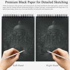 Fuxi Black Paper Sketchbook 9x12, 60 Sheets（90lb/150gsm） Hardcover Spiral Bound - Image 5