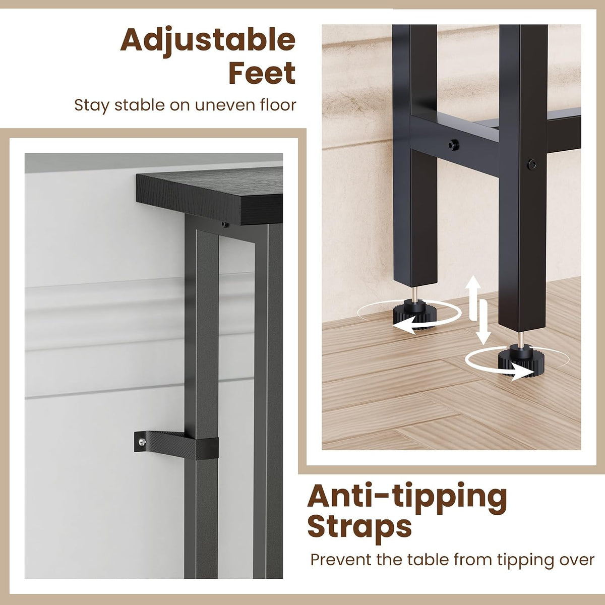 GRLEAF 90 Inch Narrow Sofa Table with Power Outlet, Extra Long Console Table ...