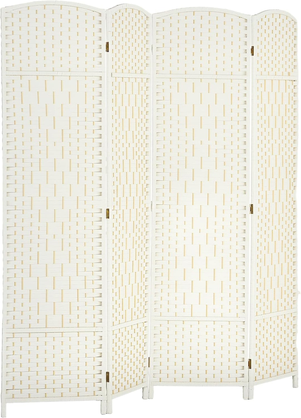 HOMCOM 4 Panel Room Divider, Hand-Woven Freestanding Wall Partition