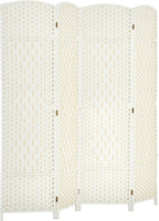 HOMCOM 4 Panel Room Divider, Hand-Woven Freestanding Wall Partition