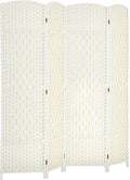 HOMCOM 4 Panel Room Divider, Hand-Woven Freestanding Wall Partition by HOMCOM