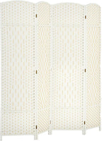 HOMCOM 4 Panel Room Divider, Hand-Woven Freestanding Wall Partition by HOMCOM