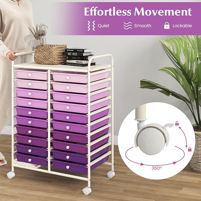 Happygrill 20-Drawer Organizer Cart Tools, Mobile Utility Storage Cart - Image 5
