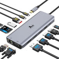 Laptop Docking Station 4 Monitors, Dual HDMI+8K DP+VGA, 100W PD, 6 USB C/A Ports