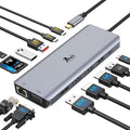 Laptop Docking Station 4 Monitors, Dual HDMI+8K DP+VGA, 100W PD, 6 USB C/A Ports by LIONWEI