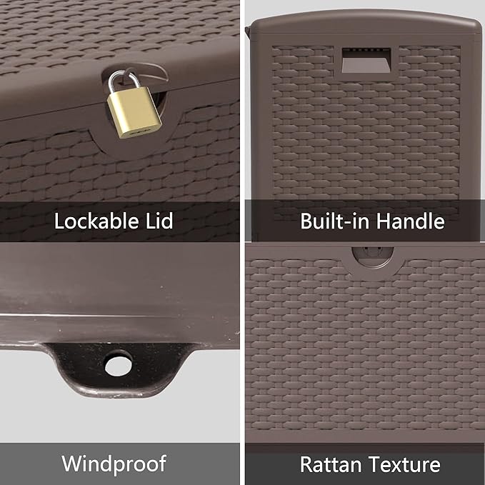 Yardgrace 80 Gallon Pro Resin Deck Box, Waterproof Outdoor Storage Bin - Image 5