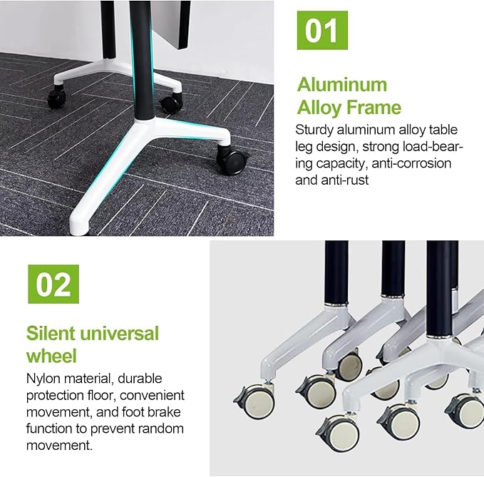 Foldable Conference Room Tables, Flip Top Mobile Training Table, Modern Meeting - Image 7