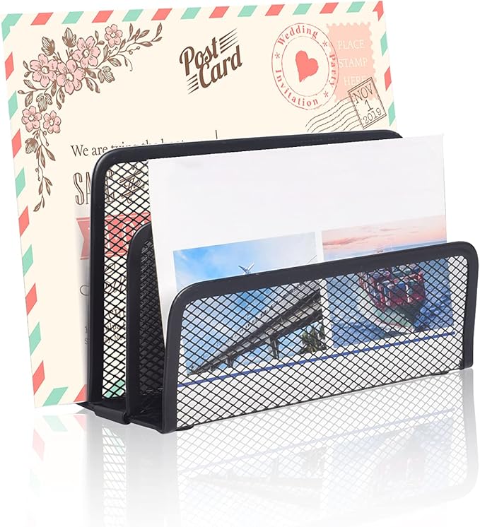 wishacc Desk Mail Organizer Small File Holders Letter Metal Mesh by wishaccDirect