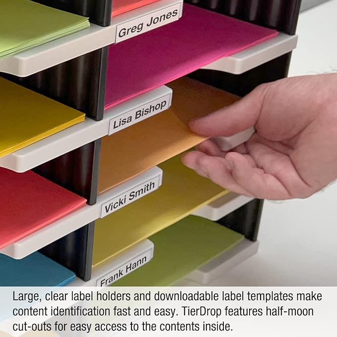 Desktop Organizer 12 Letter Tray Sorter Plus Riser Storage Base & 3 Supply - Image 8
