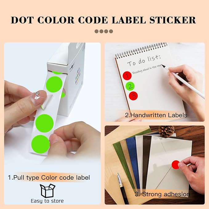 PARLAIM 2 Rolls 2000PCS 3/4" Round Circle Color-Code Dot Stickers, 2 Color - Image 3