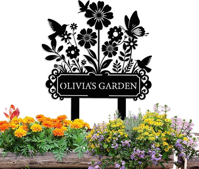 Custom Garden Sign | Personalized Garden Stake Metal Sign | Personalized Garden by Dyoart