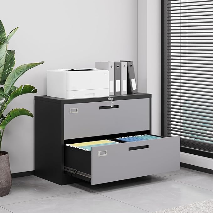 Letaya File Cabinet with Lock-Lateral 2 Drawer Metal Filing - Image 2