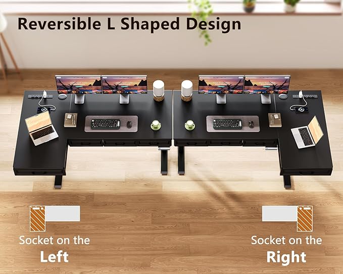 OffiGo L Shaped Electric Standing Desk - Image 6