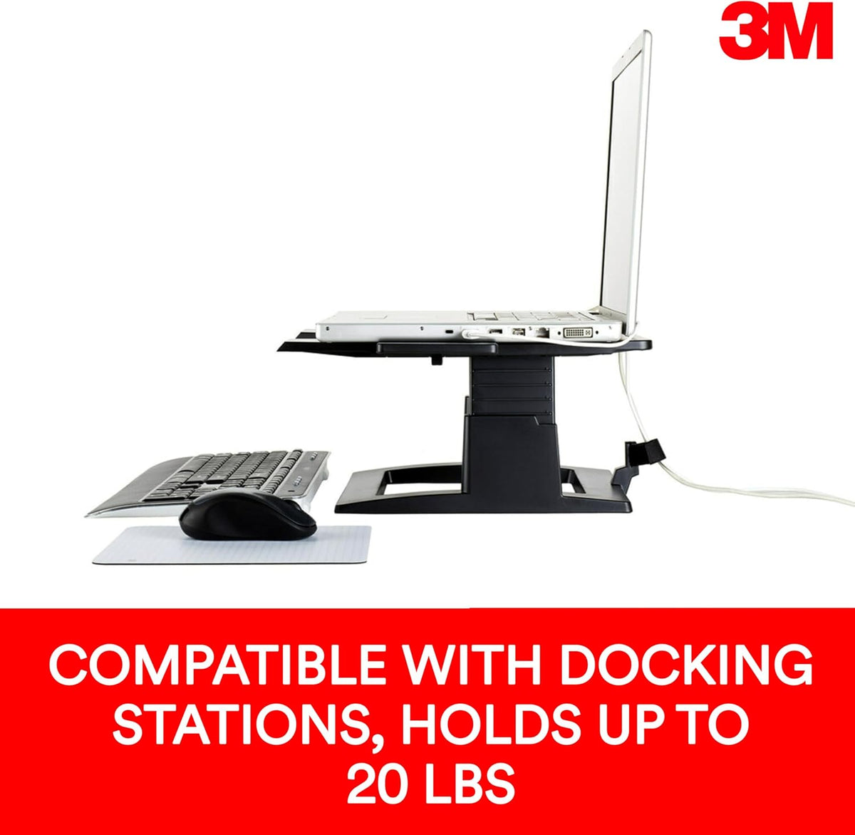 3M Adjustable Notebook Riser, 13 in x 13 in x 2 in