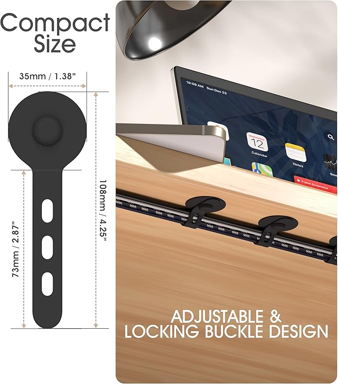 Nearockle Cable Management Under Desk, Adjustable Self-Adhesive Silicone Cable - Image 2