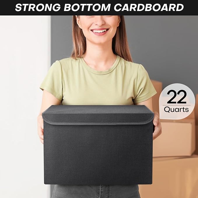 Bagnizer Large 22 Quart Linen Fabric Foldable Storage Bin Cube Organizer Basket - Image 6