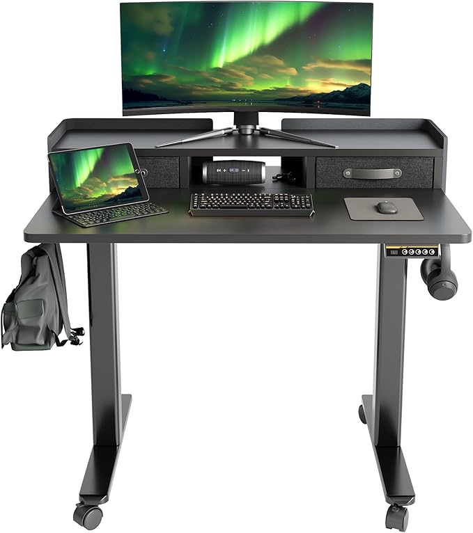 Claiks Standing Desk with Drawers, Adjustable Stand Up Electric Small Standing by CLAIKS
