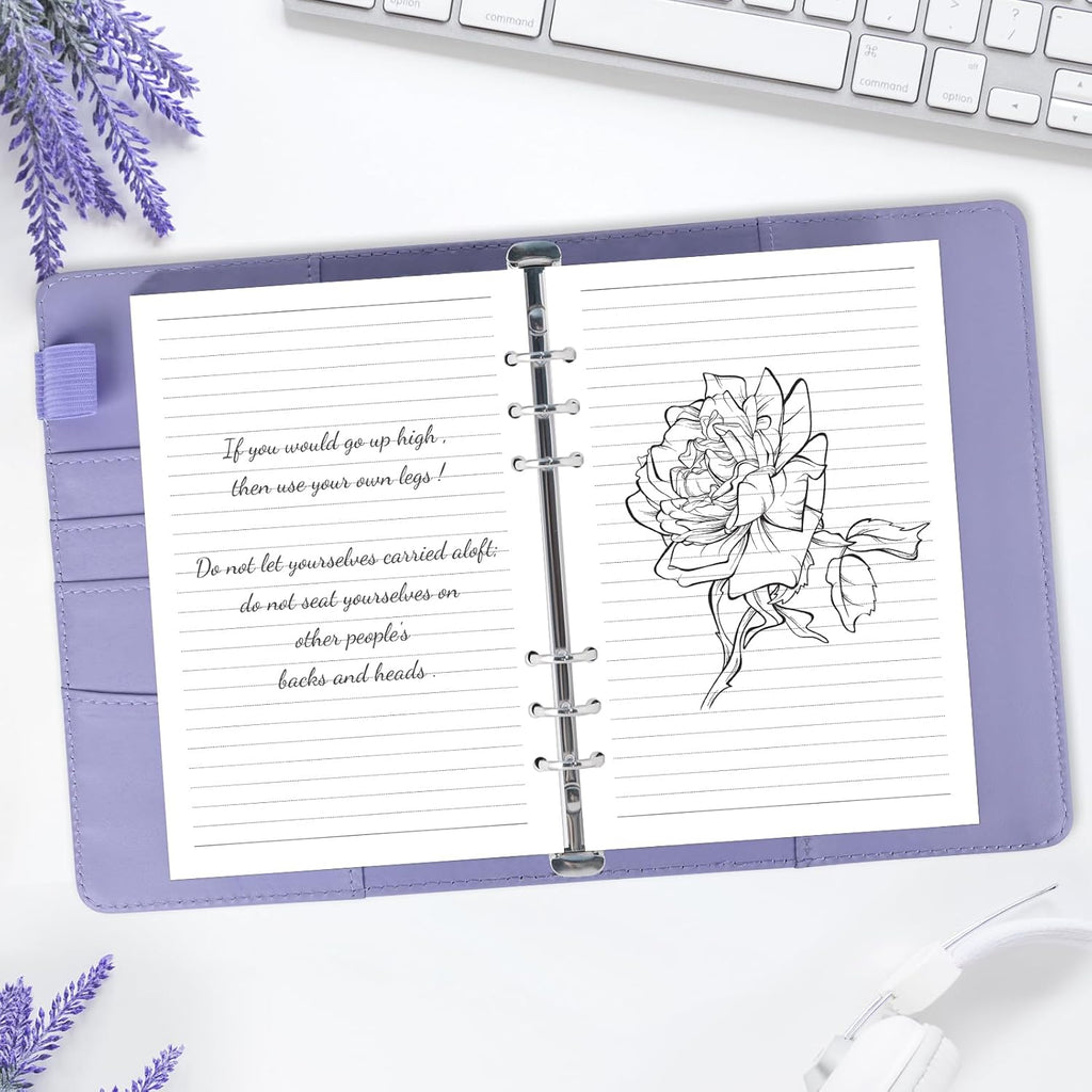 A5 Refill Paper, 6 Hole Planner Inserts with Binder Dividers, 240 Pages | A5 Binder Inserts for Notebook Journal, College Ruled Loose Leaf Paper for 6 Ring Binder