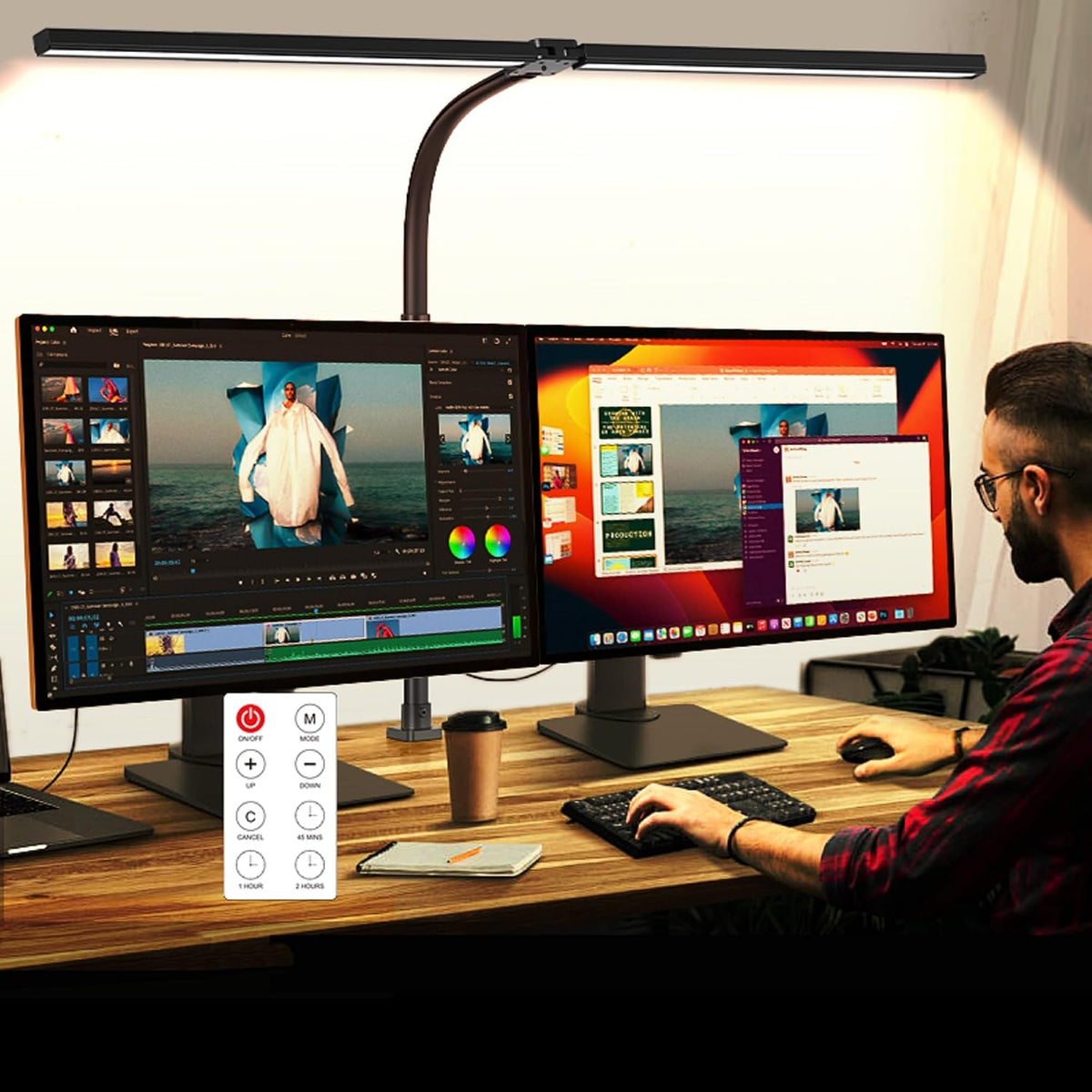 led desk lamp with clamp, dual head monitor, main product view