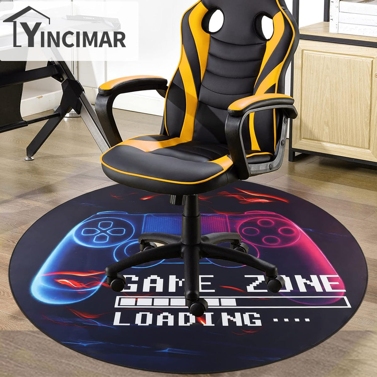 Yincimar Gaming Chair Mat for Hardwood Floor,Anti-Slip Floor Protector Game C...