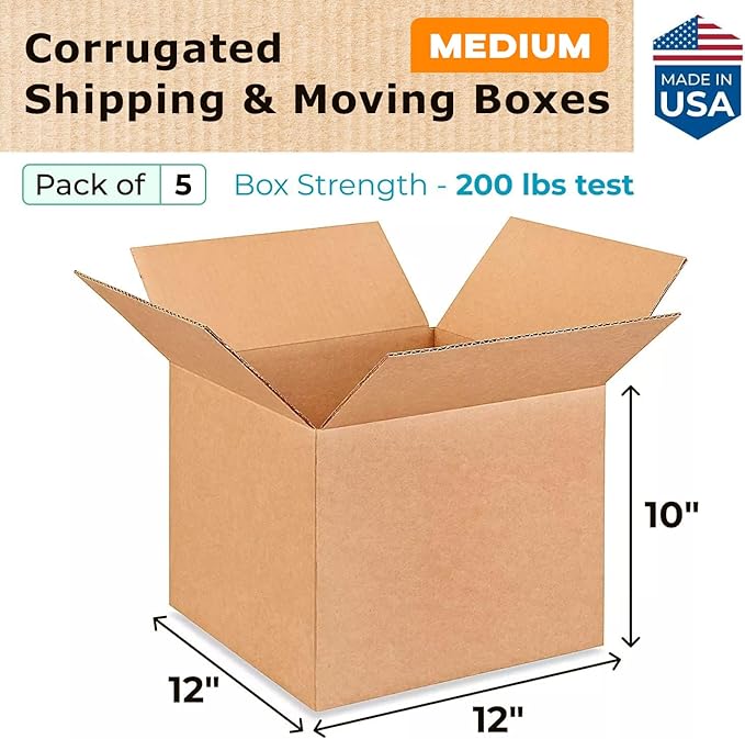 Medium Moving & Shipping Boxes 12 x 12 x 10 inches - Image 2