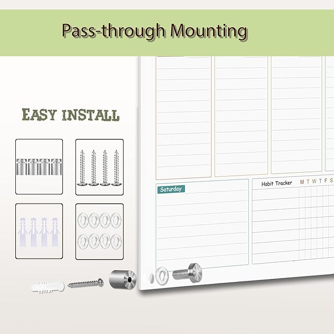 Glass Colorful Weekly Dry Erase Calendar Whiteboard - Image 3
