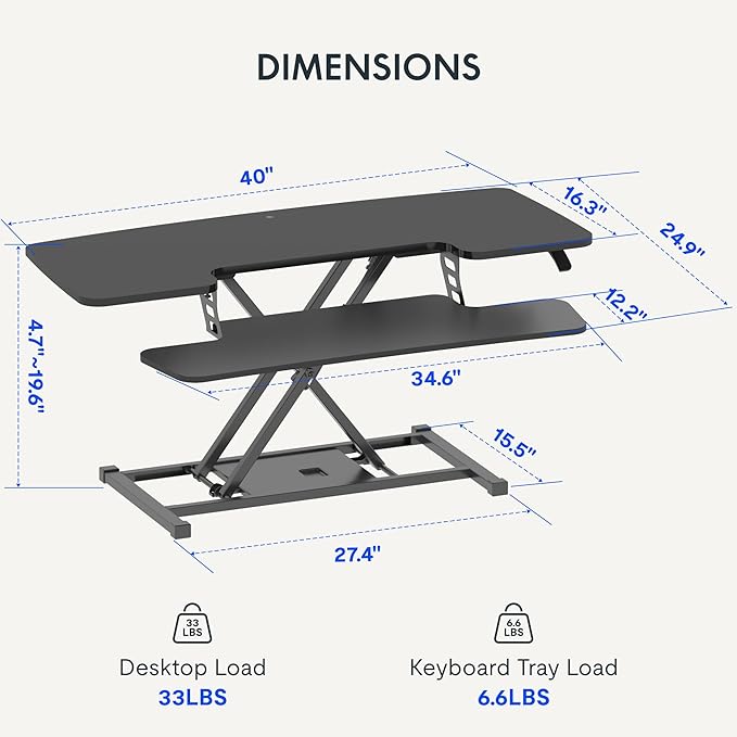 FLEXISPOT 40" Wide Standing Desk Converter Sit to Stand up Riser Height - Image 3