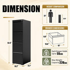 4 drawer file cabinet for home office, vertical, close-up detail