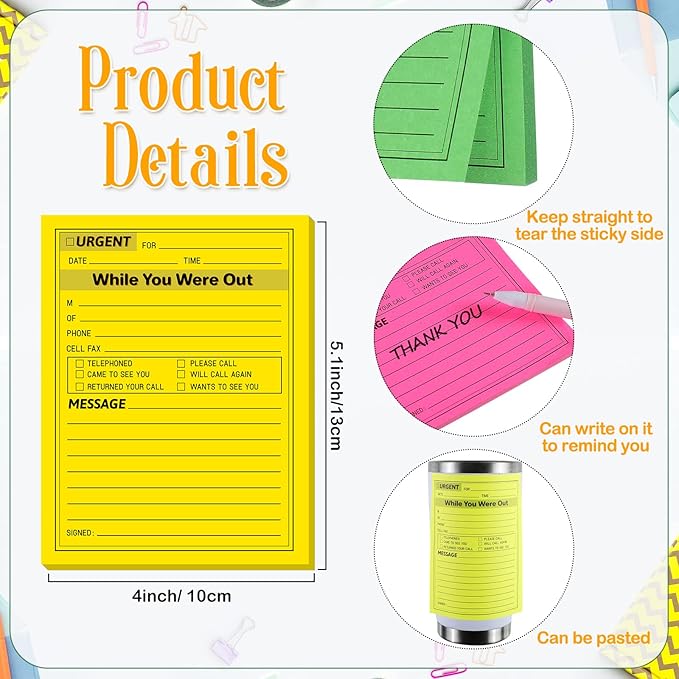 Eaasty 9 Pieces While You were Out Pads 4 x 5 Inches Assorted Colors Sticky - Image 2