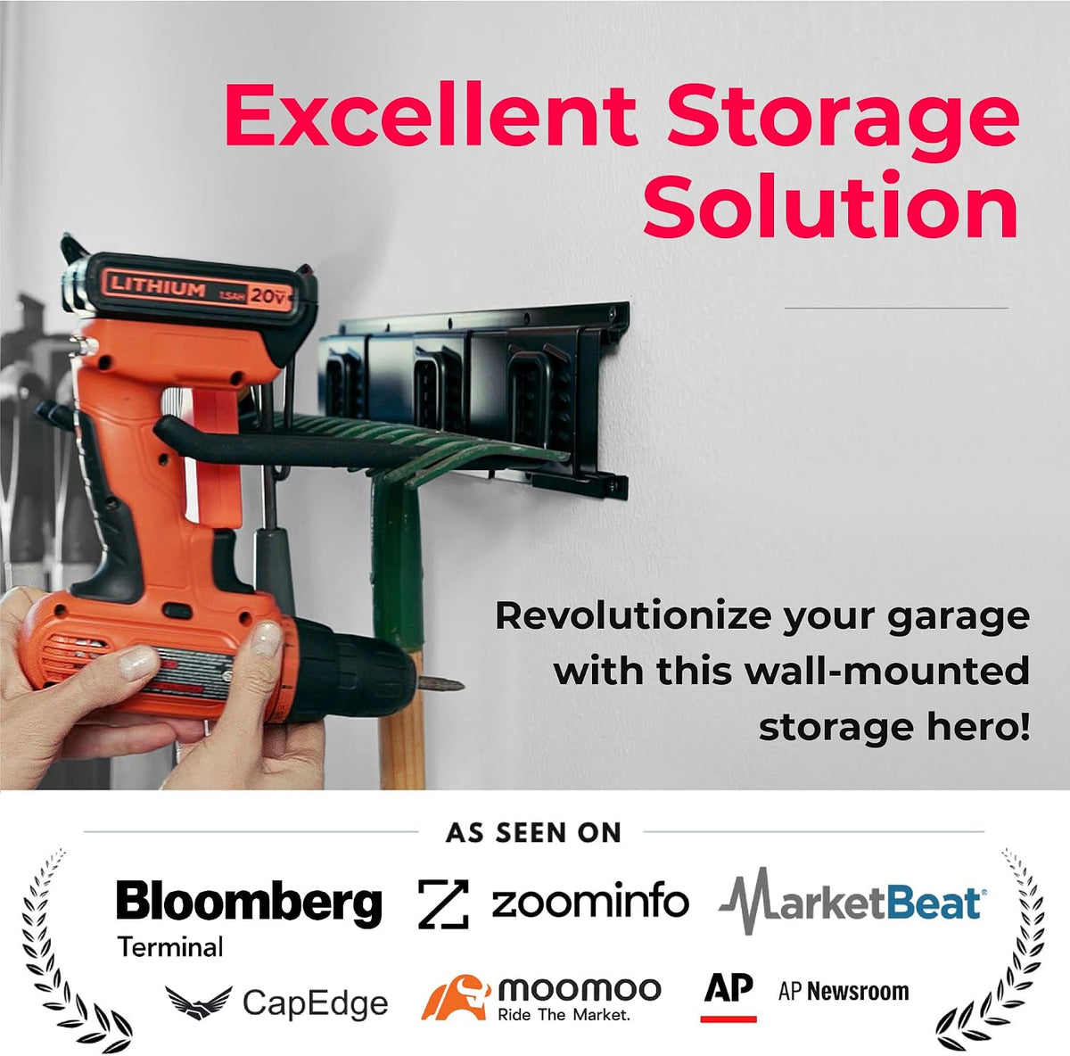 tidyme garage tool organizer wall mount, 48", 3 shown in use