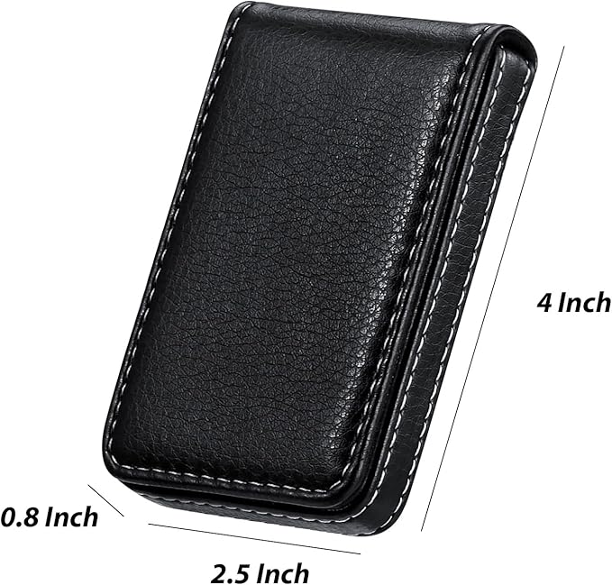 Outus 2 Pieces Business Card Holder, PU Leather Business Card Case Pocket Wallet - Image 2