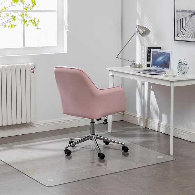 JAMBALAY 46″×36″ Tempered Glass Floor Mat, Heavy Duty Glass Office Chair Mat by JAMBALAY