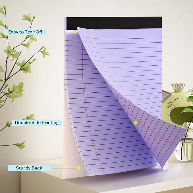 360 Sheets Purple Legal Pads 8.5" x 11" Pack of 12 Note Pads Wide Ruled Lined - Image 3