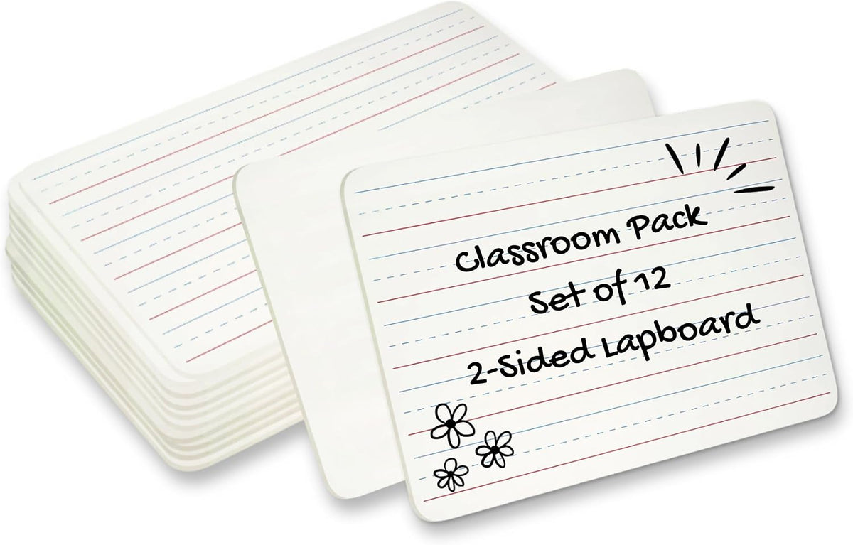 Charles Leonard Dual-Side Mini Dry Erase Boards, Classroom Pack of 12