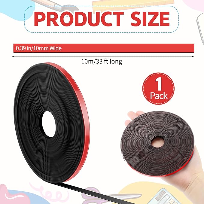 AmazingSpark Magnetic Tape Roll Thin Strips, 0.39 Inch x 33 Feet Magnetic Board - Image 3