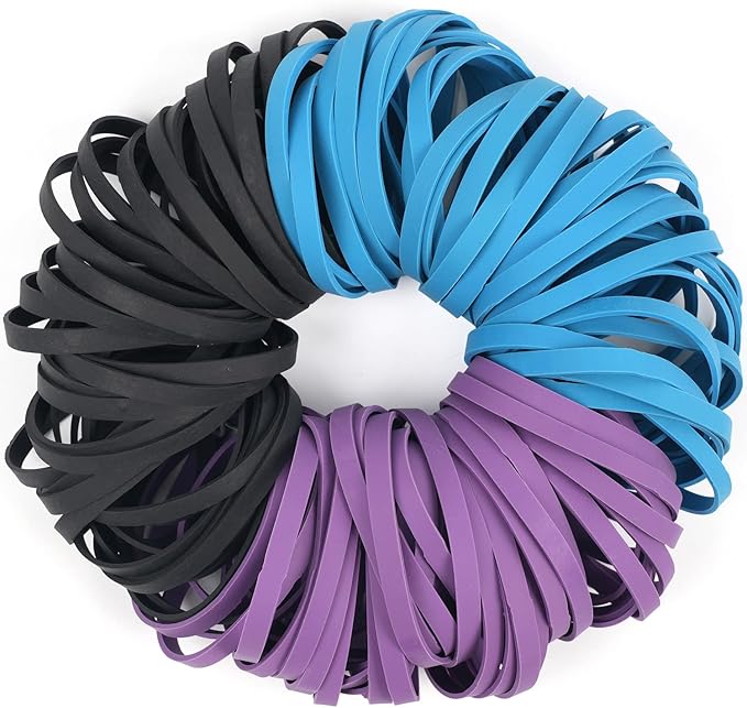 AMUU Rubber Bands Size #64 227g/0.5 lb Purple Blue Black Rubber Bands - Image 2