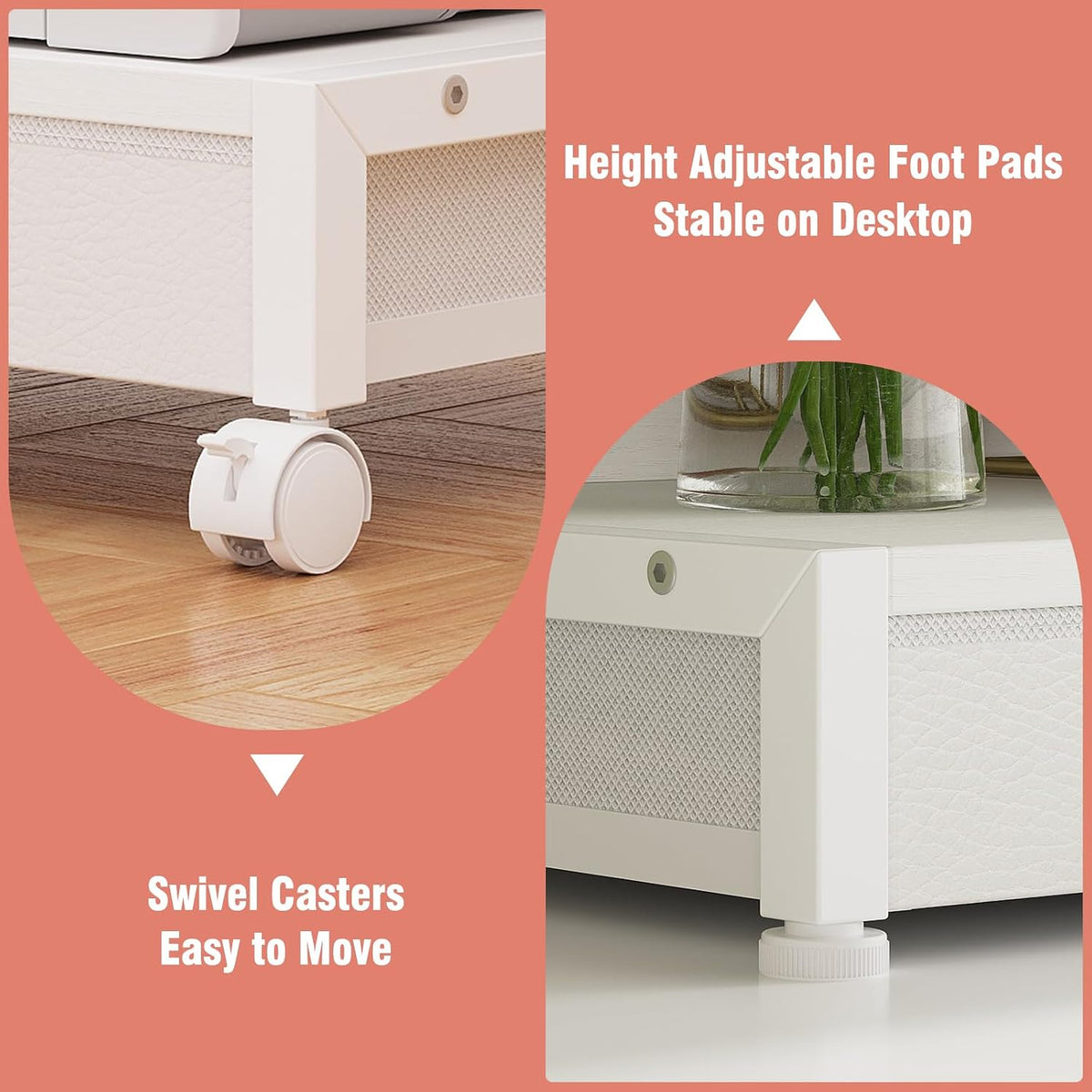VENNQD 2-Tier Desktop Printer Stand with 2 Fabric Drawers, Prtiner Table with...