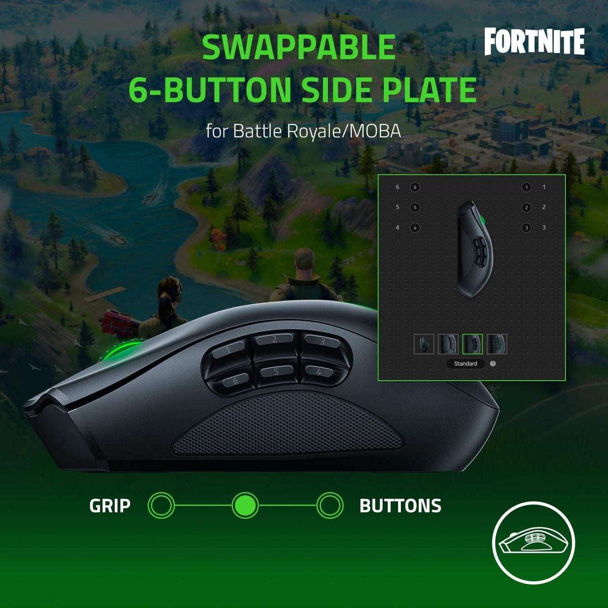 Razer Naga Pro Wireless Gaming Mouse: Interchangeable Side Plate w/ 2, 6, 12 ...