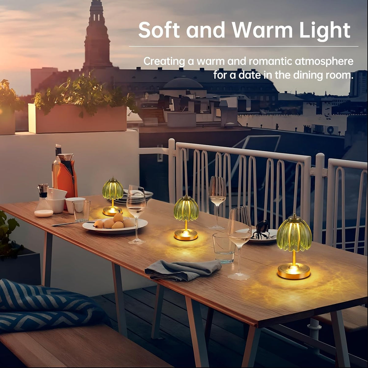 Shenmoyl Tulip Small Table Lamp, 5200mAh Cordless Touch Control Mini Table La...