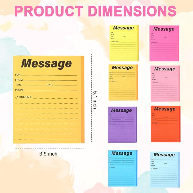 9 Pcs Colorful Phone Message Pad, 5.1×3.9 Inch Message Sticky Notes, - Image 2
