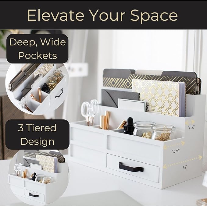 BLU MONACO | White Desktop Organizer - Image 3
