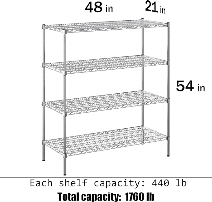 Regal Altair 21" Deep x 48" Wide x 54" Height Wire Shelving Kit | 4-Tier | NSF - Image 3
