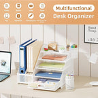 Marbrasse Desk Organizer with File Holder, 5-Tier Paper Letter Tray Organizer - Image 3