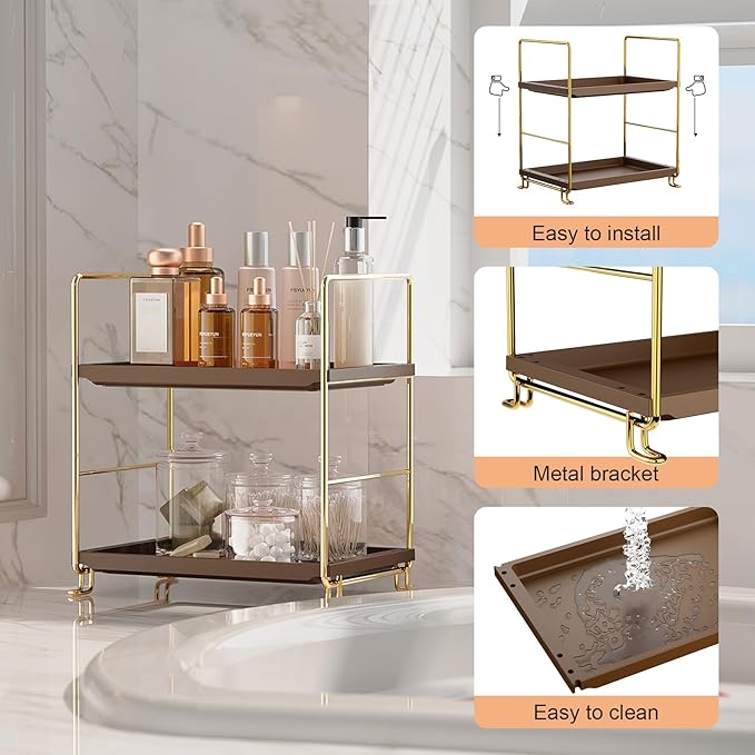 FSyueyun 2-Tier Bathroom Countertop Organizer, Bathroom Organizers and Storage - Image 3