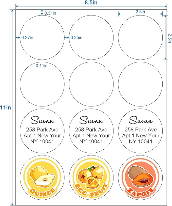 Methdic 2.5" Diameter High Visibility Printable Round Labels，Matte White，360 - Image 2