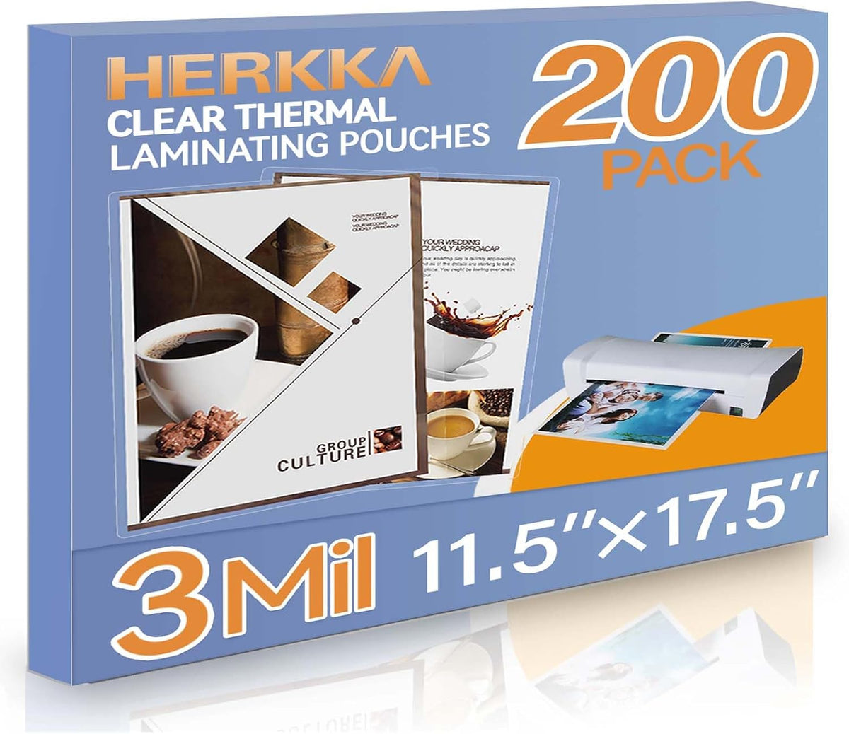 HERKKA 200 Pack Laminating Sheets, Hold 11 x 17 Inch Sheet, 3 Mil Clear Thermal
