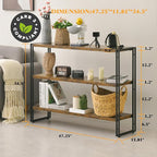 HCHQHS 3-Tier Rustic Wood and Metal Industrial Bookshelf - Image 3