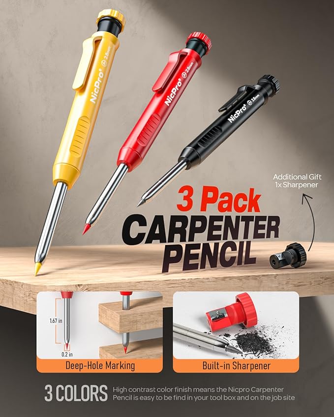 Nicpro 18 Pack Carpenter Pencils Mechanical, Construction Pencils - Image 4