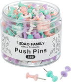 FUDAO FAMILY 300pcs Push Pins for Bulletin Board, Thumb Tacks for Wall Corkboard by FUDAOFAMILY